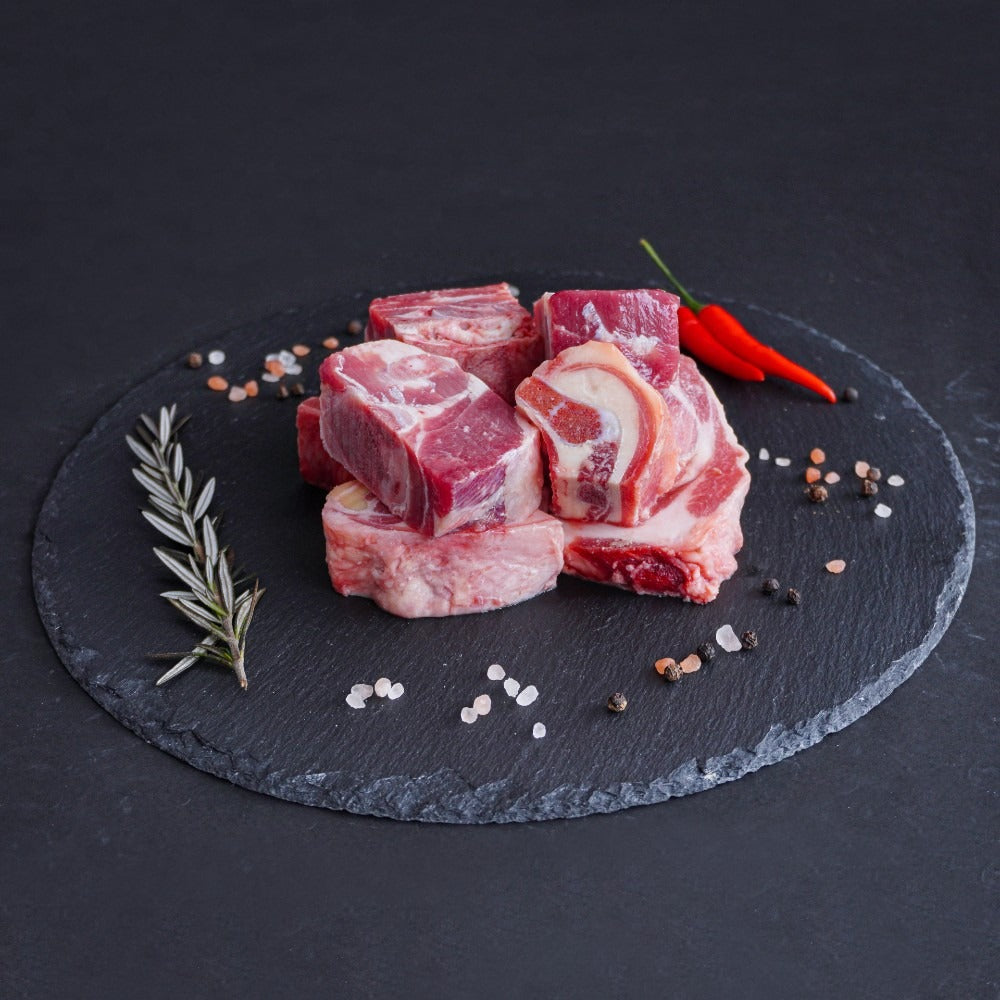 Natural, Grass Fed Lamb, Shoulder Stewing Cubes, Bone-in, 1 inch cut, Great for Curry!