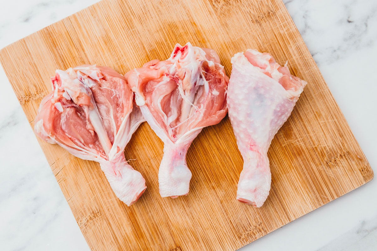 Pastured, Free Range Chicken, Legs, Drumsticks, Butterfly Cut (Bone-in, Skin-on)