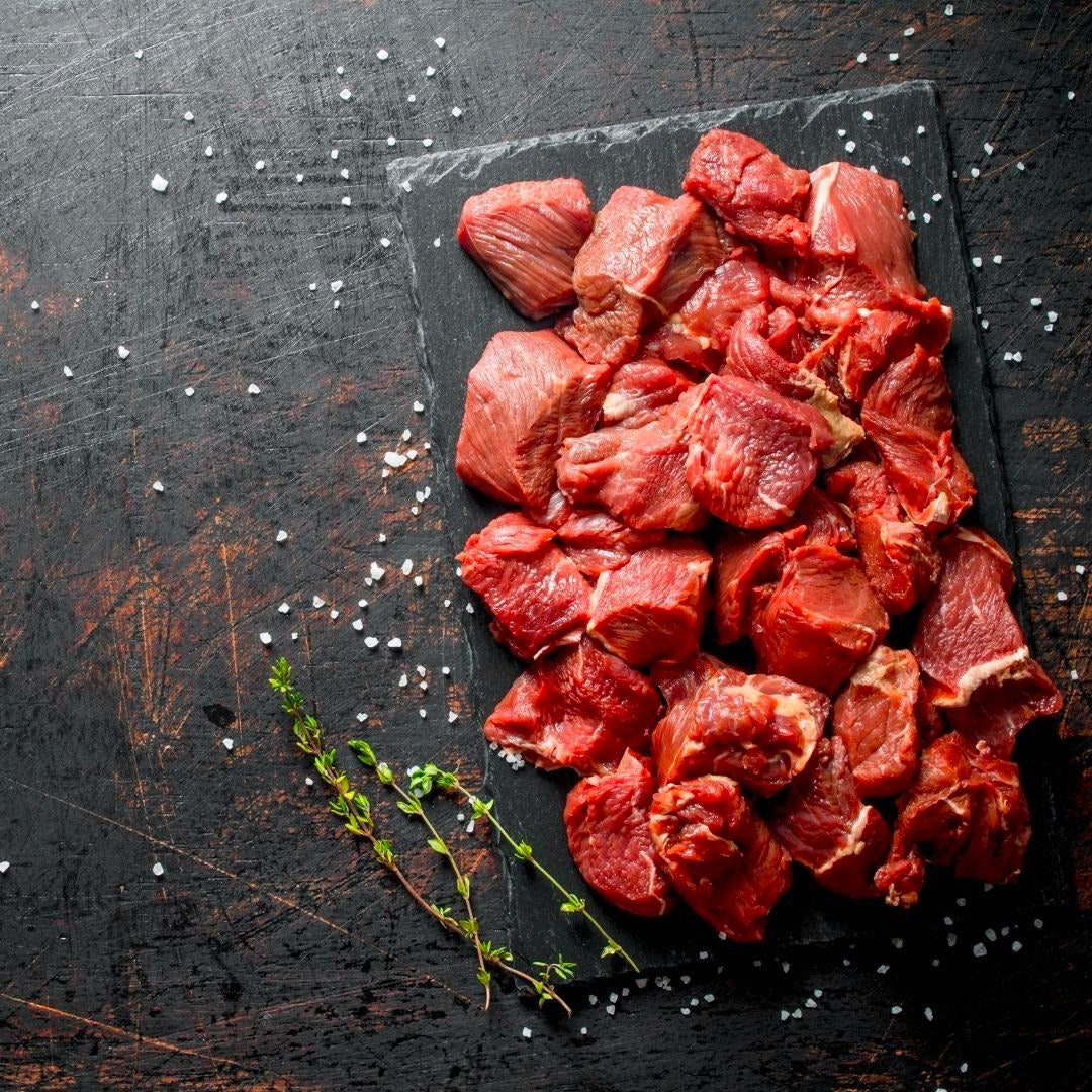 Natural Grass Fed Beef Chuck Beef Cubes, Stew Chunks