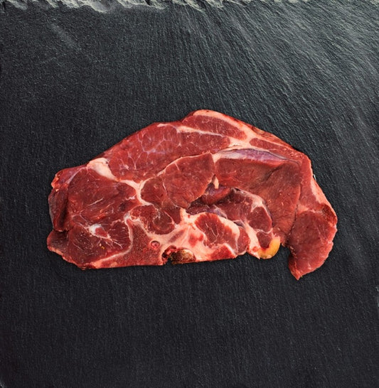 Natural Grass Fed Beef, Thin Cut Bone-in Neck Steaks
