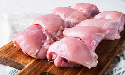 Pastured, Free Range Chicken, Skinless Thighs, (Bone-in)