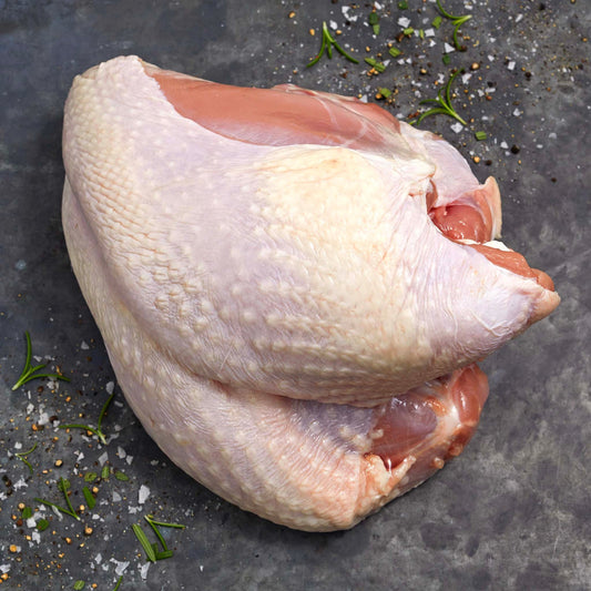 Bone-in Broad Breasted Bronze turkey breast, pasture-raised by Rancher’s Table in Yucatán, Mexico.